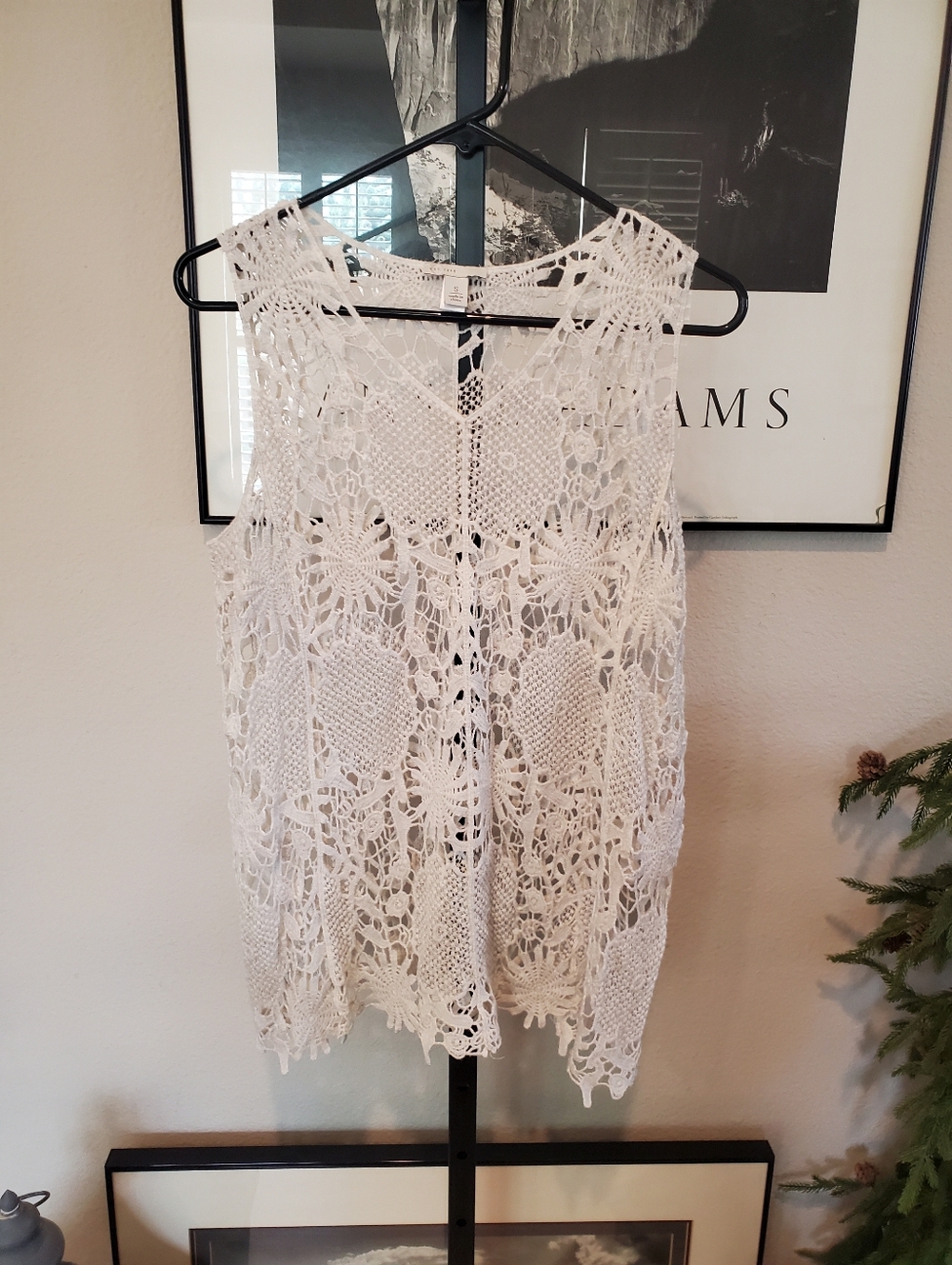 Crochet Lace Tank Top - White
